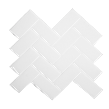 Tiles 3D Peel and Stick Wall Tile Herringbone White 10 Sheets V63-837091