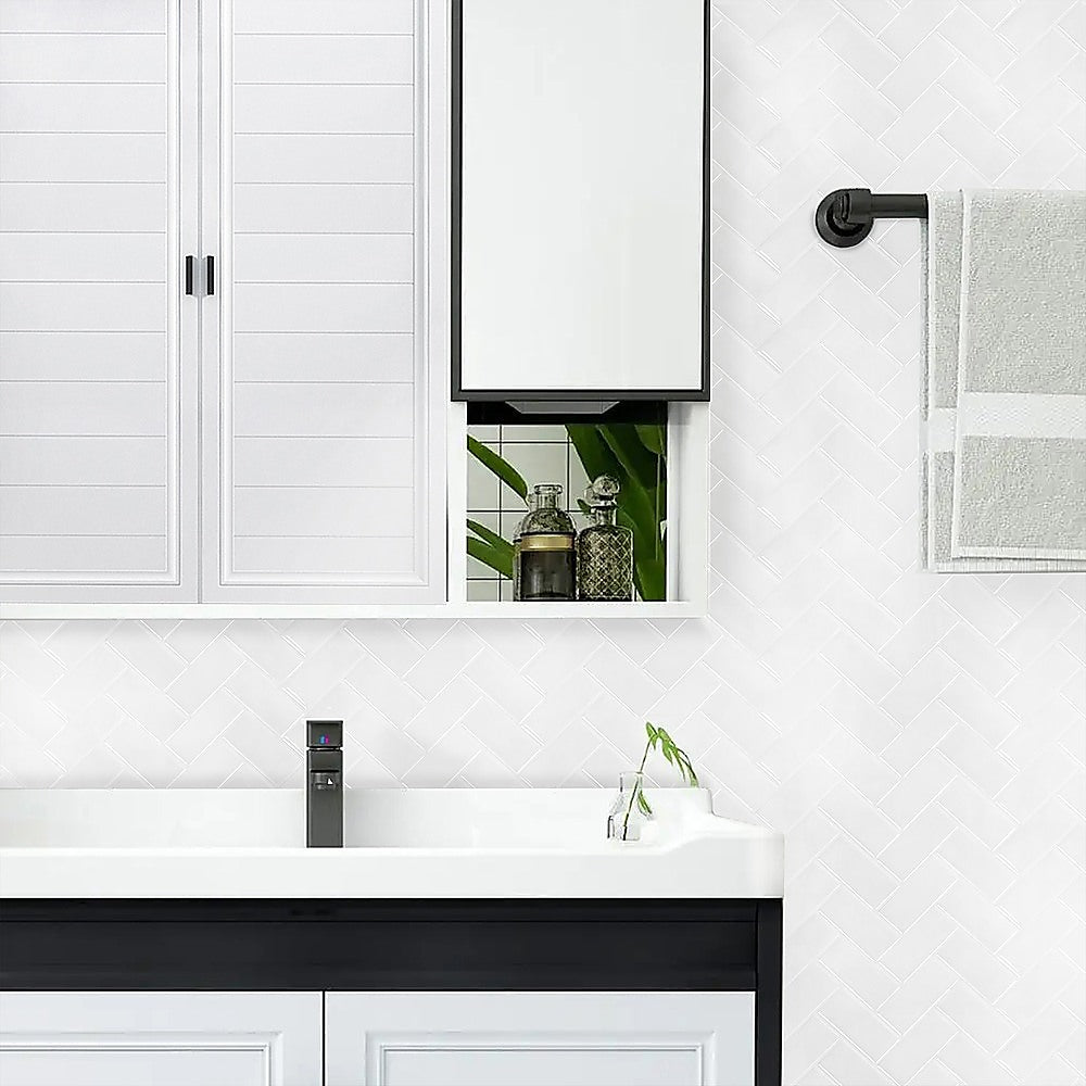 Tiles 3D Peel and Stick Wall Tile Herringbone White 10 Sheets V63-837091