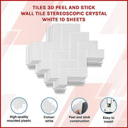 Tiles 3D Peel and Stick Wall Tile Herringbone White 10 Sheets V63-837091