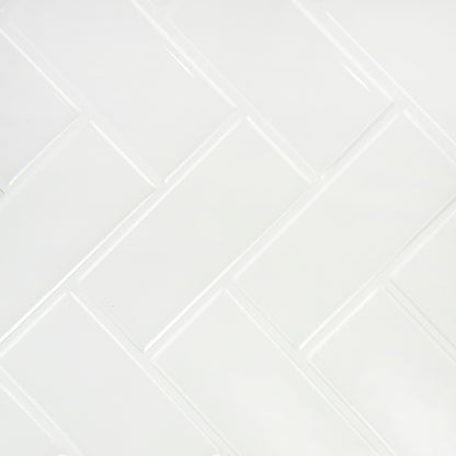 Tiles 3D Peel and Stick Wall Tile Herringbone White 10 Sheets V63-837091