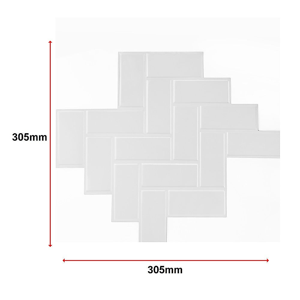 Tiles 3D Peel and Stick Wall Tile Herringbone White 10 Sheets V63-837091