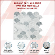 Tiles 3D Peel and Stick Wall Tile Fish Scale Mosaic 10 Sheets V63-837111