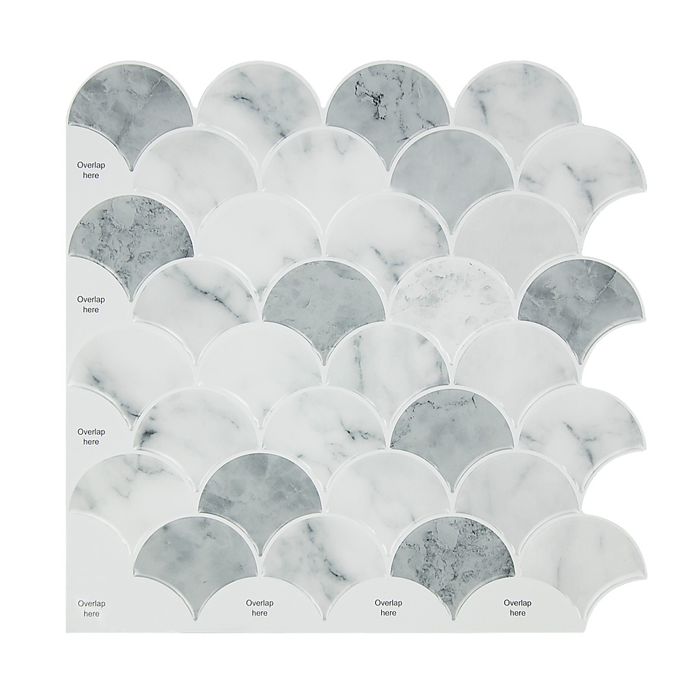 Tiles 3D Peel and Stick Wall Tile Fish Scale Mosaic 10 Sheets V63-837111