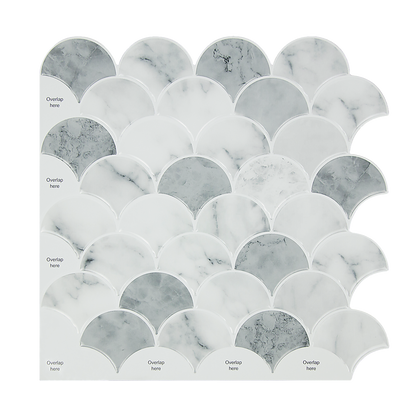 Tiles 3D Peel and Stick Wall Tile Fish Scale Mosaic 10 Sheets V63-837111