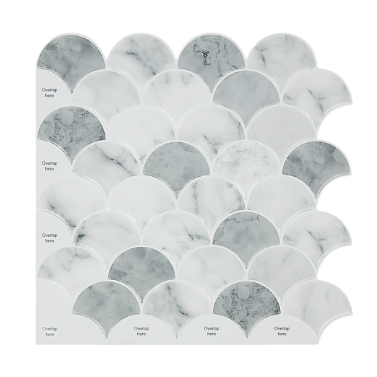 Tiles 3D Peel and Stick Wall Tile Fish Scale Mosaic 10 Sheets V63-837111