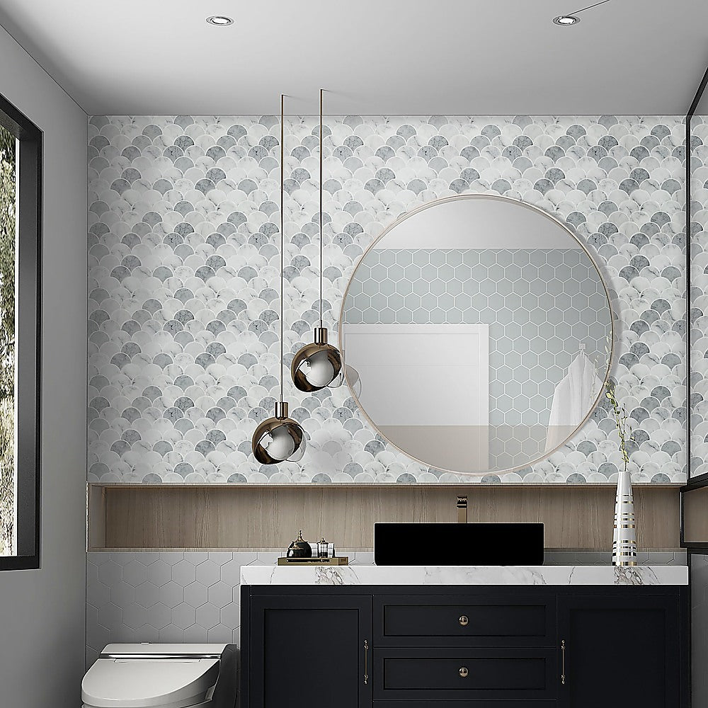 Tiles 3D Peel and Stick Wall Tile Fish Scale Mosaic 10 Sheets V63-837111