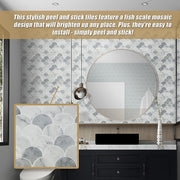 Tiles 3D Peel and Stick Wall Tile Fish Scale Mosaic 10 Sheets V63-837111