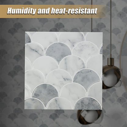 Tiles 3D Peel and Stick Wall Tile Fish Scale Mosaic 10 Sheets V63-837111