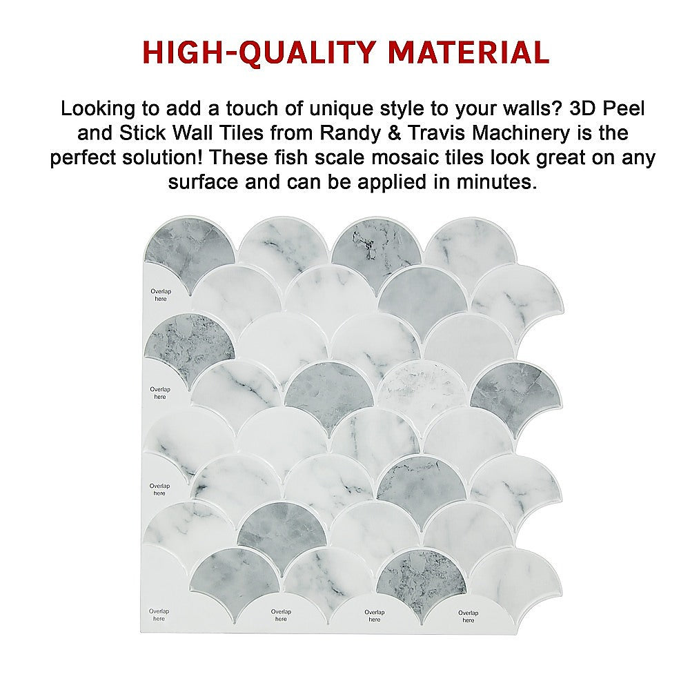 Tiles 3D Peel and Stick Wall Tile Fish Scale Mosaic 10 Sheets V63-837111
