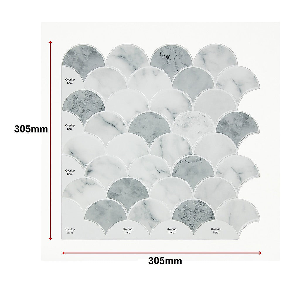 Tiles 3D Peel and Stick Wall Tile Fish Scale Mosaic 10 Sheets V63-837111