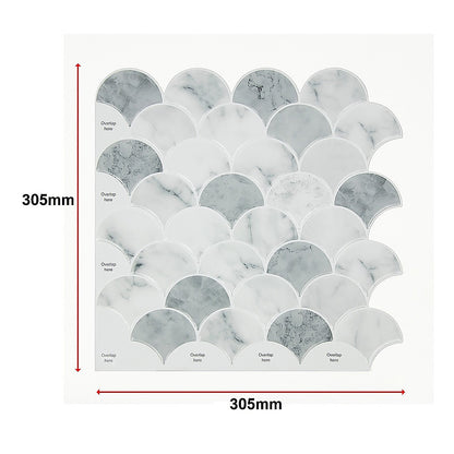 Tiles 3D Peel and Stick Wall Tile Fish Scale Mosaic 10 Sheets V63-837111
