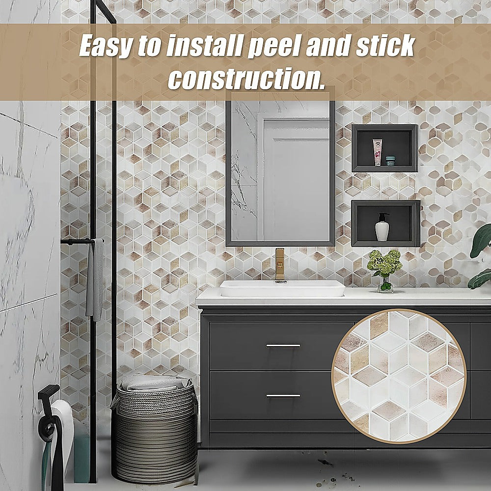 Tiles 3D Peel and Stick Wall Tile Shell Mosaic 10 Sheets V63-837121