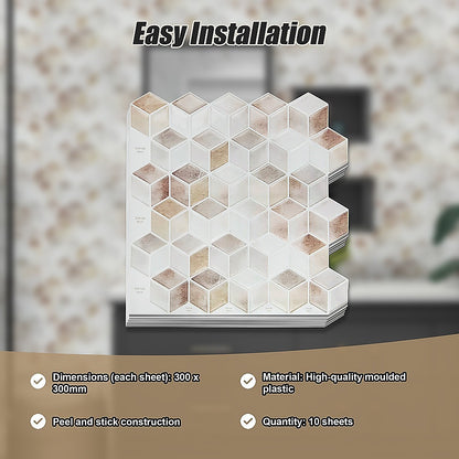 Tiles 3D Peel and Stick Wall Tile Shell Mosaic 10 Sheets V63-837121