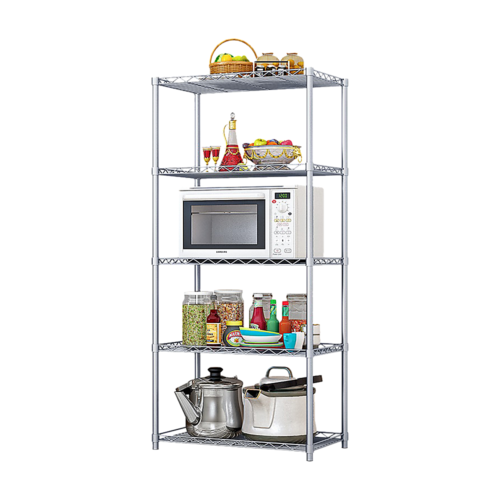 5 Tier Silver Metal Storage Rack Shelving Wire Shelf V63-837161