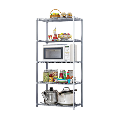 5 Tier Silver Metal Storage Rack Shelving Wire Shelf V63-837161
