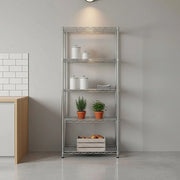 5 Tier Silver Metal Storage Rack Shelving Wire Shelf V63-837161