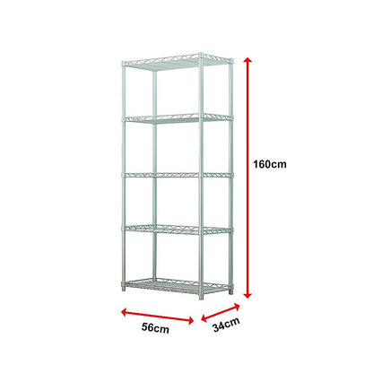 5 Tier Silver Metal Storage Rack Shelving Wire Shelf V63-837161