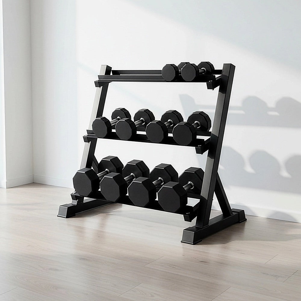 Dumbbell Rack Storage Stand Hex Weight Heavy Duty 3 Tier Wide Home Gym Fitness V63-837171