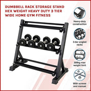 Dumbbell Rack Storage Stand Hex Weight Heavy Duty 3 Tier Wide Home Gym Fitness V63-837171