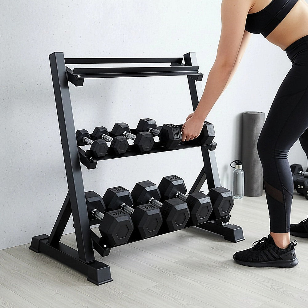 Dumbbell Rack Storage Stand Hex Weight Heavy Duty 3 Tier Wide Home Gym Fitness V63-837171