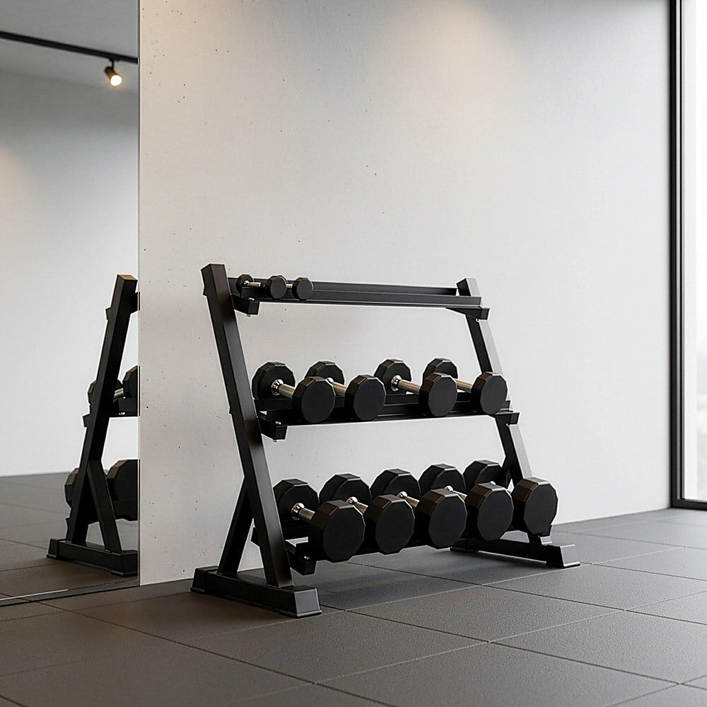 Dumbbell Rack Storage Stand Hex Weight Heavy Duty 3 Tier Wide Home Gym Fitness V63-837171