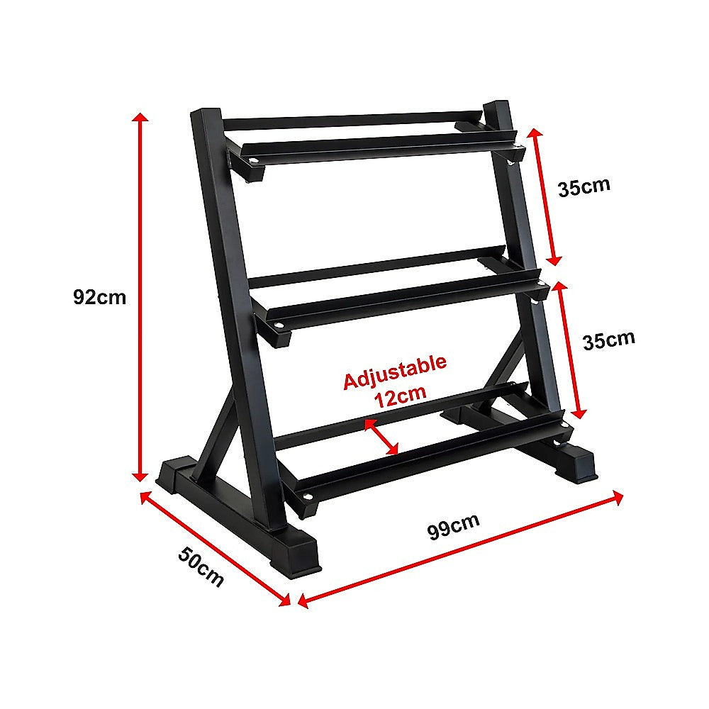 Dumbbell Rack Storage Stand Hex Weight Heavy Duty 3 Tier Wide Home Gym Fitness V63-837171