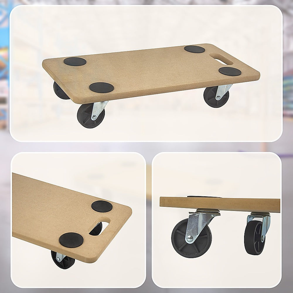 200kg Heavy Duty Hand Dolly Furniture Wooden Trolley Cart Moving Platform Mover V63-837191