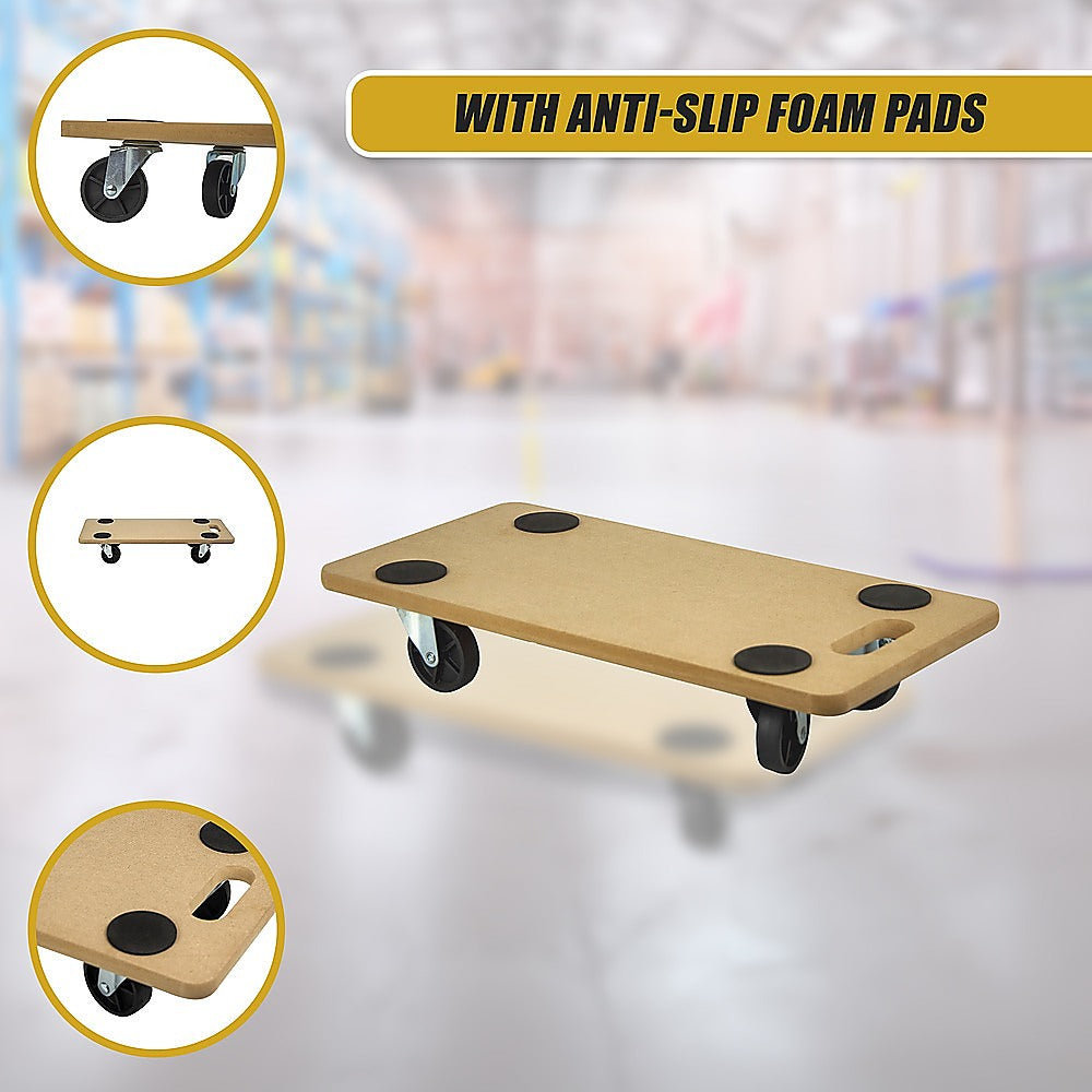 200kg Heavy Duty Hand Dolly Furniture Wooden Trolley Cart Moving Platform Mover V63-837191