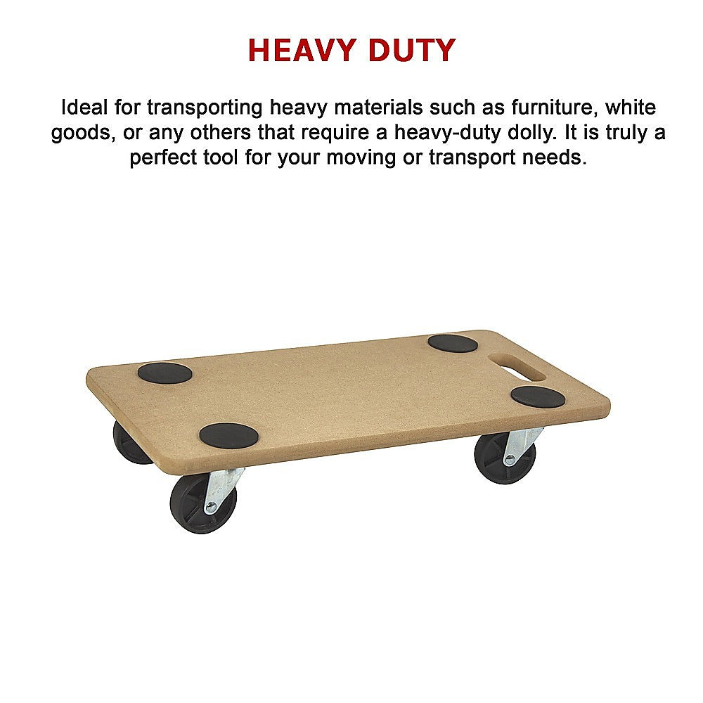 200kg Heavy Duty Hand Dolly Furniture Wooden Trolley Cart Moving Platform Mover V63-837191