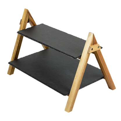 Party 2 Tier Cake Stand Slate Wedding Tiered Serving Stand Afternoon Tea V63-837241