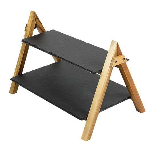 Party 2 Tier Cake Stand Slate Wedding Tiered Serving Stand Afternoon Tea V63-837241