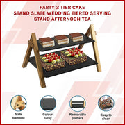 Party 2 Tier Cake Stand Slate Wedding Tiered Serving Stand Afternoon Tea V63-837241