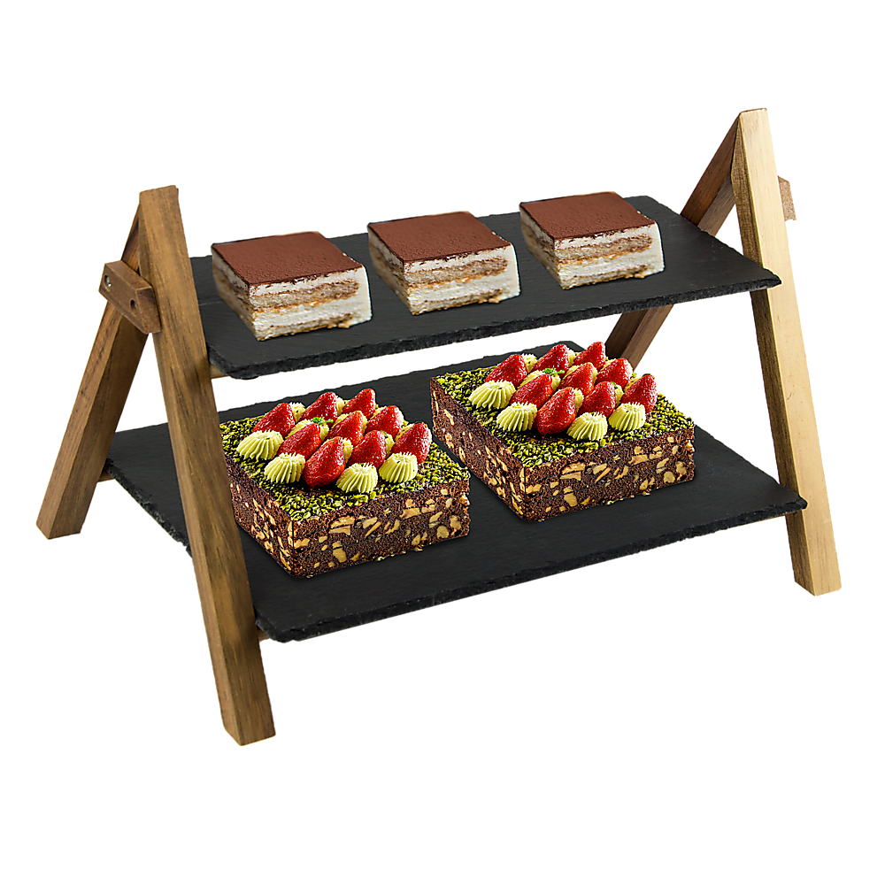 Party 2 Tier Cake Stand Slate Wedding Tiered Serving Stand Afternoon Tea V63-837241