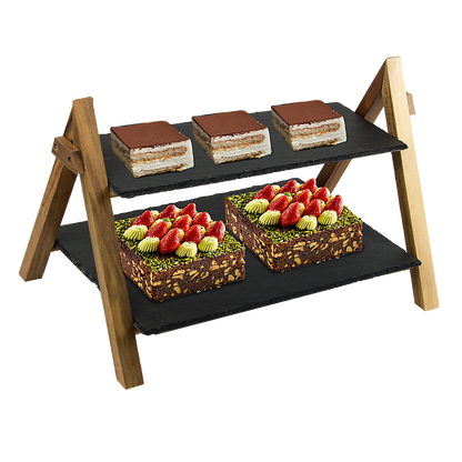 Party 2 Tier Cake Stand Slate Wedding Tiered Serving Stand Afternoon Tea V63-837241