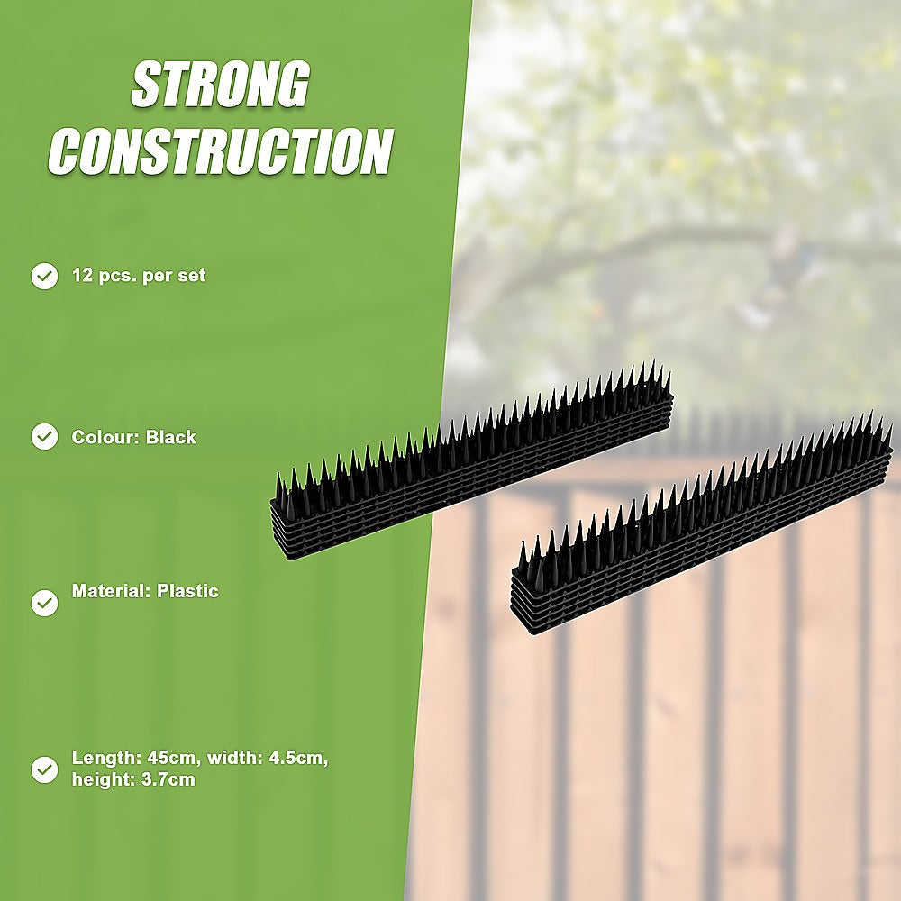 12pc Bird Spikes Human Cat Possum Mouse Pest Control Spiked Fence Wall Deterrent V63-837291
