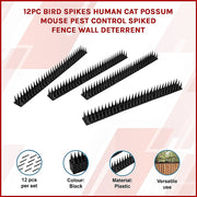 12pc Bird Spikes Human Cat Possum Mouse Pest Control Spiked Fence Wall Deterrent V63-837291