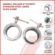 Barbell Collars 2" Olympic Stainless Steel Locks Clips Clamp V63-837331