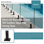 Balustrade Black Glass Clamp 304 Stainless Spigot Pool Fencing Fence V63-837341