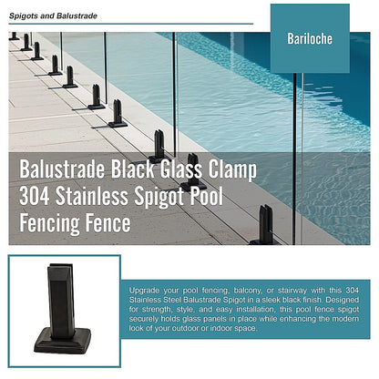 Balustrade Black Glass Clamp 304 Stainless Spigot Pool Fencing Fence V63-837341