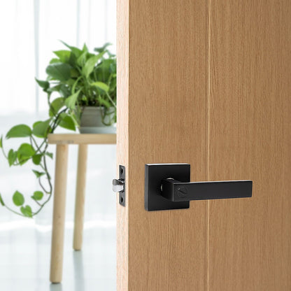 Door Handle Set Lever Privacy Function Square Black V63-837371