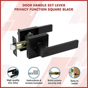 Door Handle Set Lever Privacy Function Square Black V63-837371