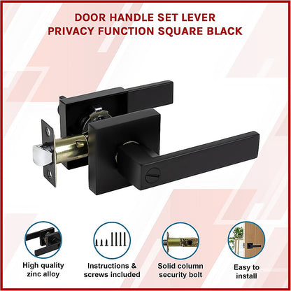 Door Handle Set Lever Privacy Function Square Black V63-837371