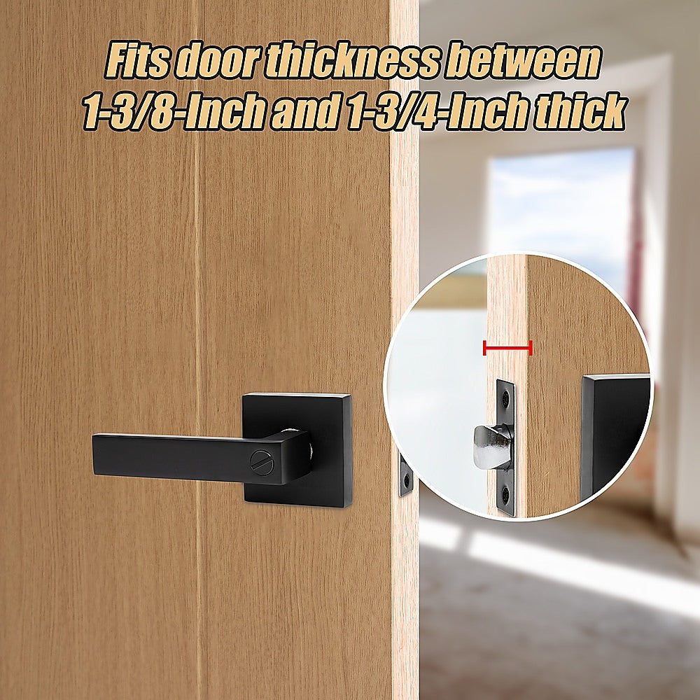 Door Handle Set Lever Privacy Function Square Black V63-837371