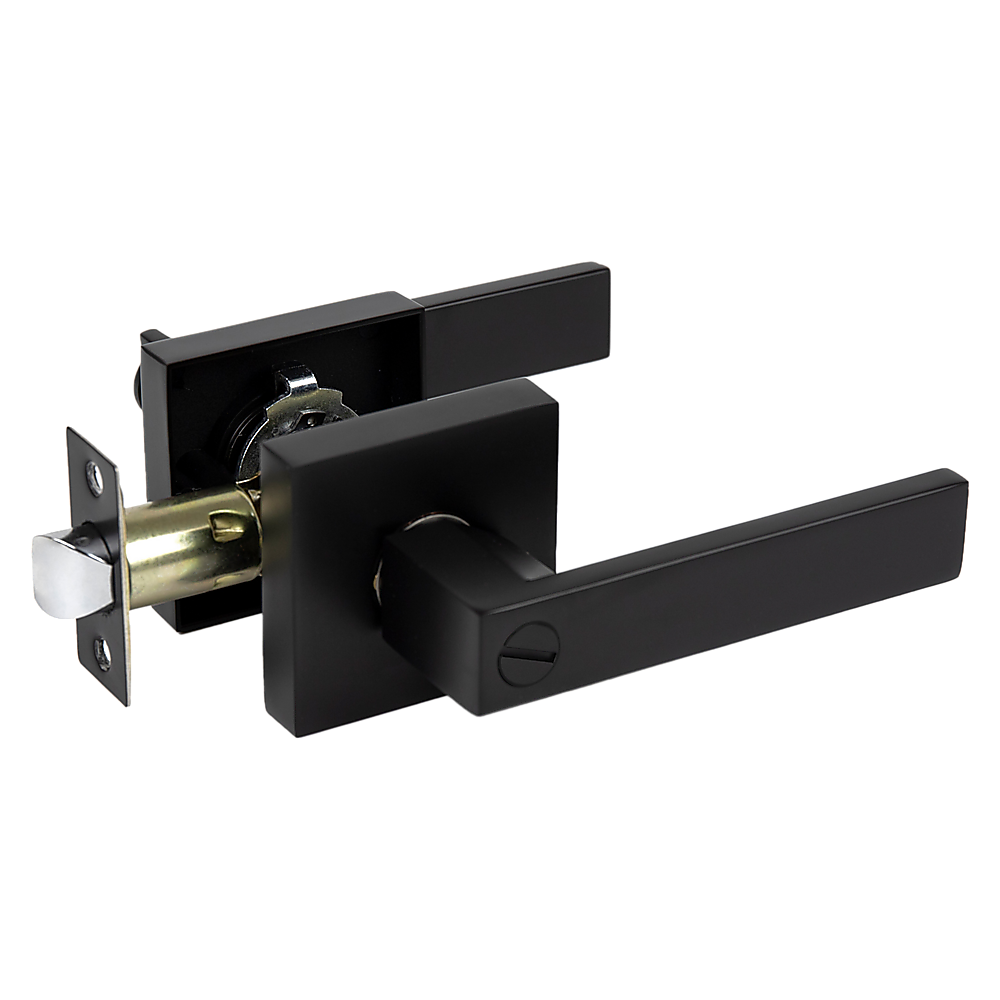 Door Handle Set Lever Privacy Function Square Black V63-837371