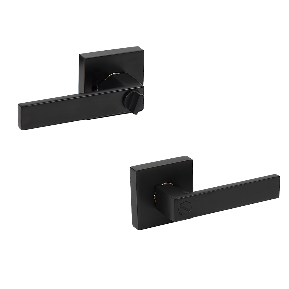Door Handle Set Lever Privacy Function Square Black V63-837371