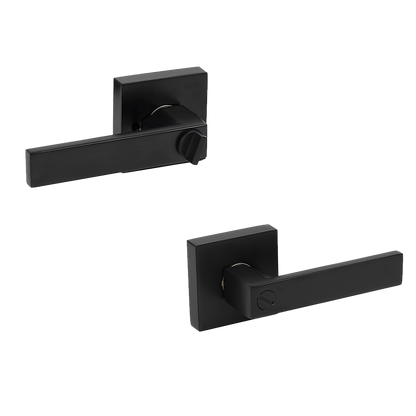 Door Handle Set Lever Privacy Function Square Black V63-837371