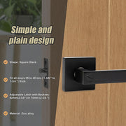 Door Handle Set Lever Privacy Function Square Black V63-837371