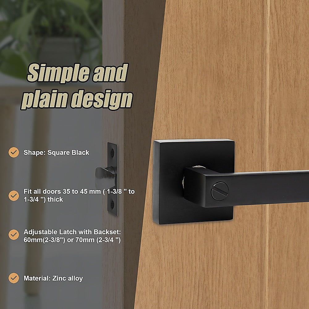 Door Handle Set Lever Privacy Function Square Black V63-837371