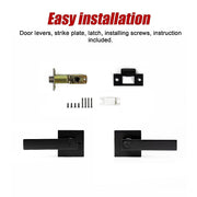 Door Handle Set Lever Privacy Function Square Black V63-837371