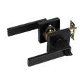 Door Handle Set Lever Key Lock Function Square Black V63-837381